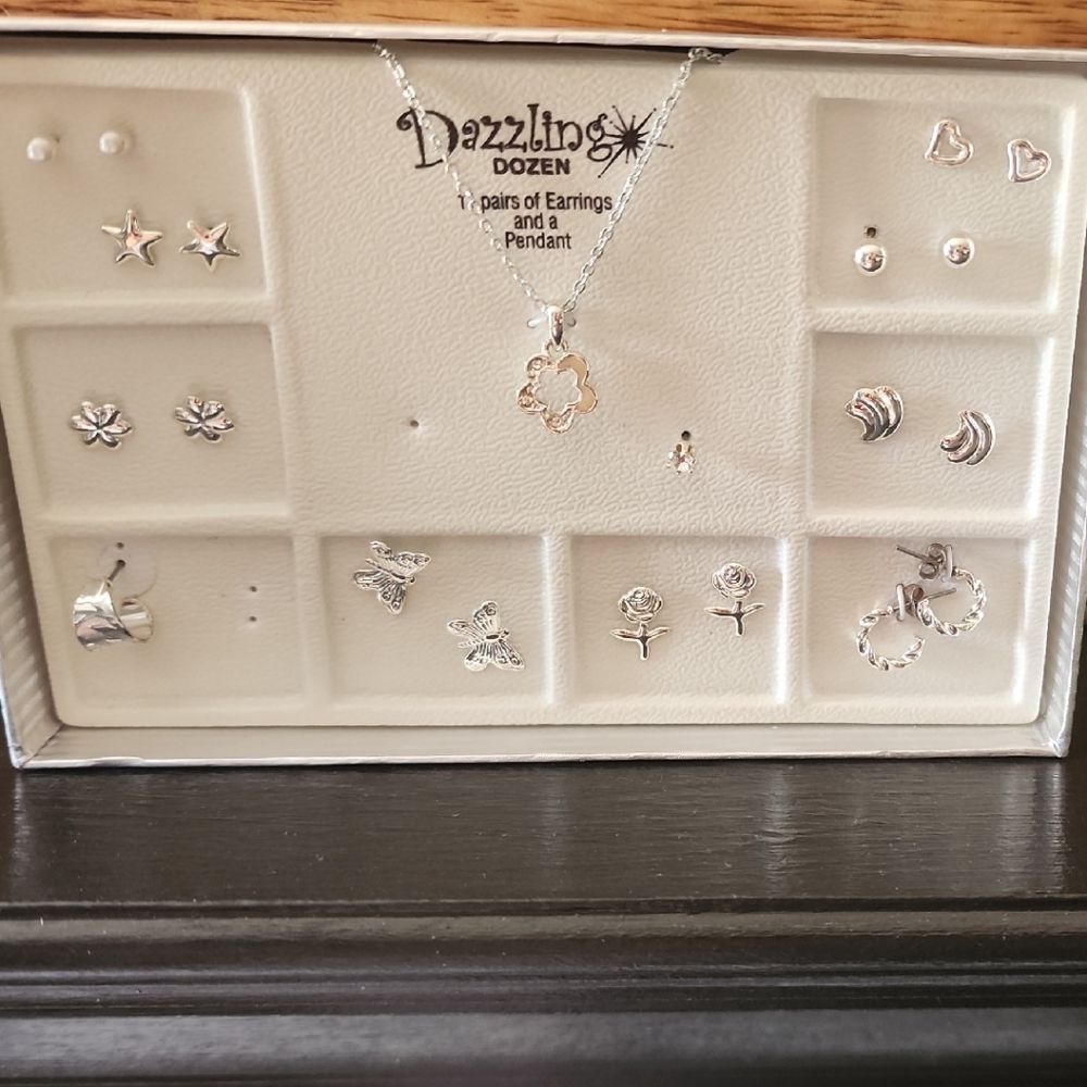 Dazzling Silver Earring Set